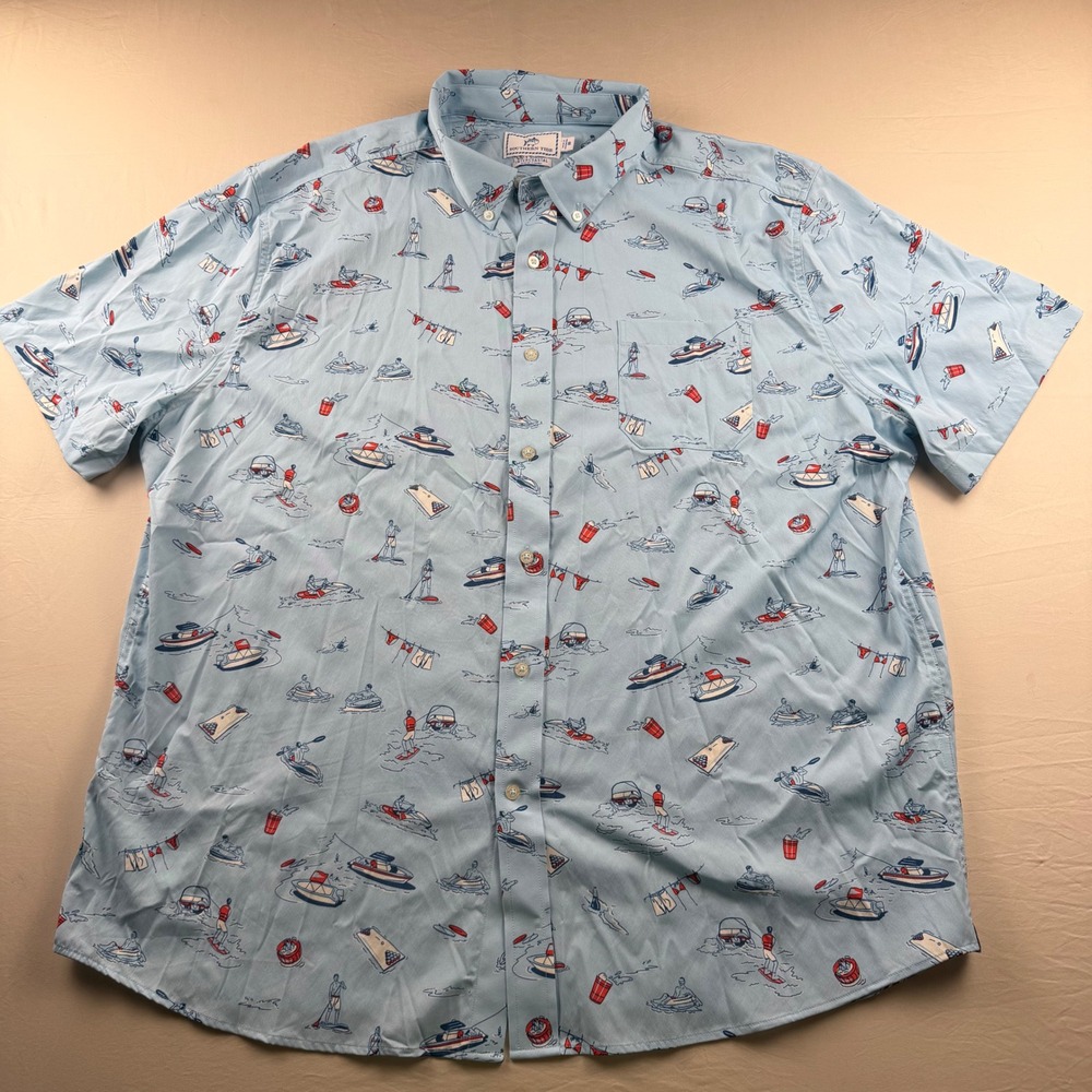 Southern Tide Intercoastal Shirt Lake Life Novelty Mens XXL short sleeve 0118